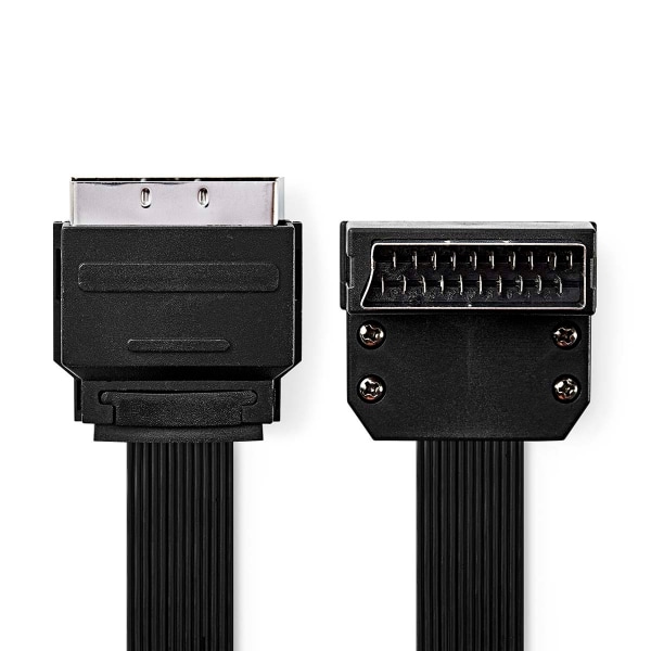 SCART-kaapeli | SCART Uros | SCART Uros | Niklattu | 480p | 2.00 m | Litteä | PVC | Musta | Kirjekuori