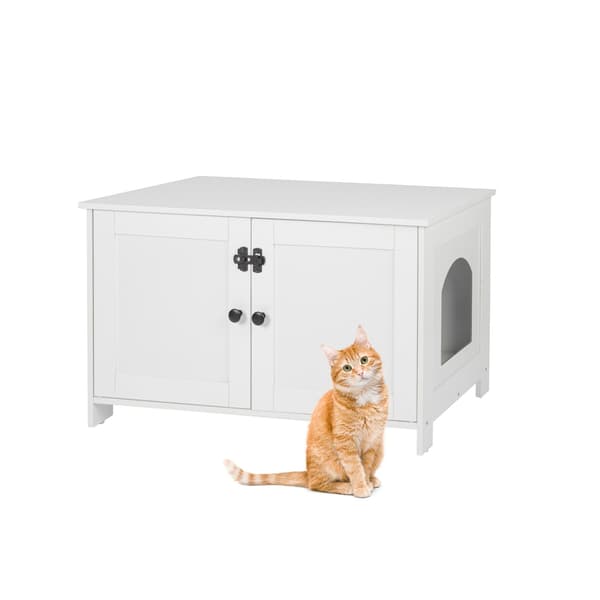Kattskåp med kattlåda för förvaring och ventilation