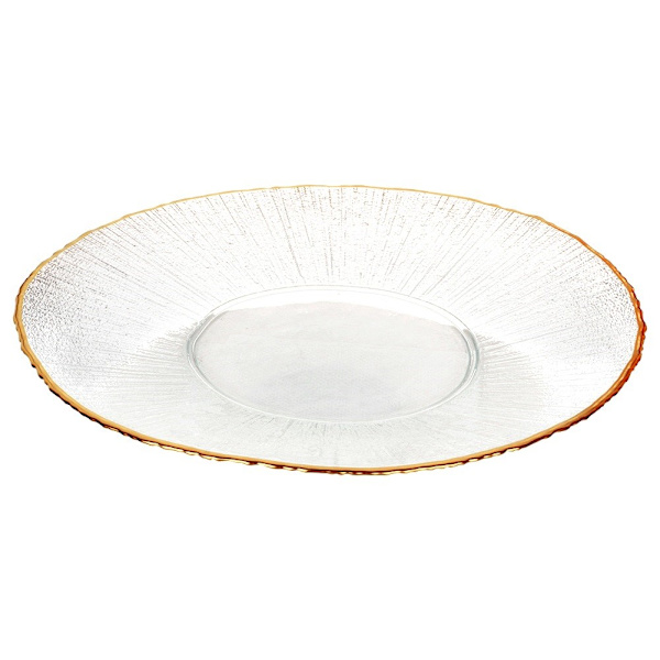 Middagstallerken lavvandet glas guld 28 cm