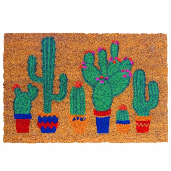 Dørmåtte i kokosfiber, botanisk design, 60x40 cm