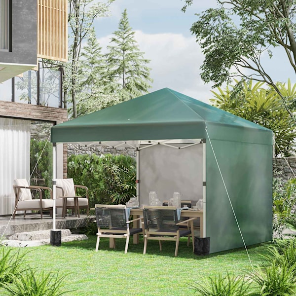 Paviljong ca 3x3m, vattenavvisande, stabil, vintertät pop-up hopfällbar paviljong med 2 sidoväggar, UV-skydd 30+, hopfällbart partytält, trädgårdstält