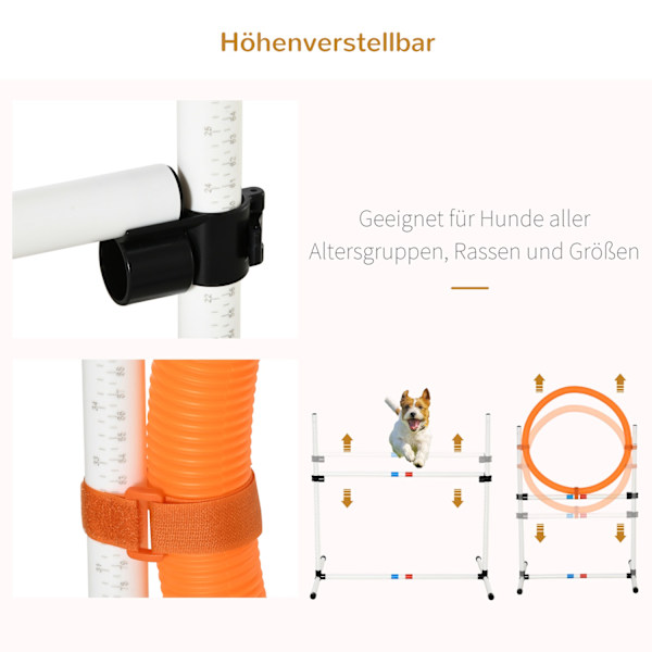 3-Delt Hunde Agility Sæt Træningssæt Til Kæledyr Hundetræningssæt Inkluderer Taske Let At Bære Plast Hvid + Gul