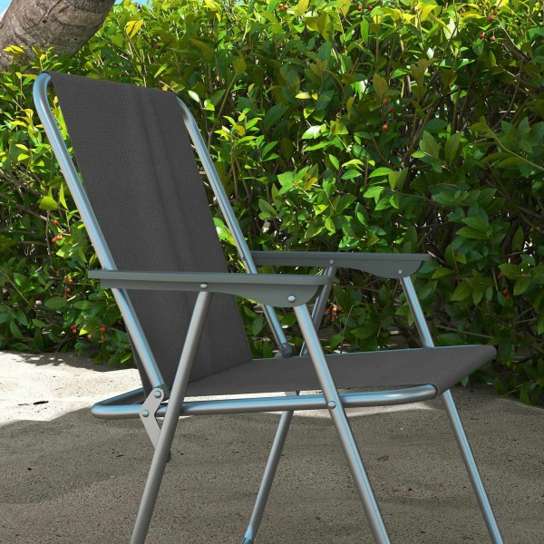 Foldestol Sæt Med 4 Sammenklappelige Havestole Med Ryglæn Armlæn Campingstol Til Havebalkon Oxford Grå 53 X 54 X 76 Cm