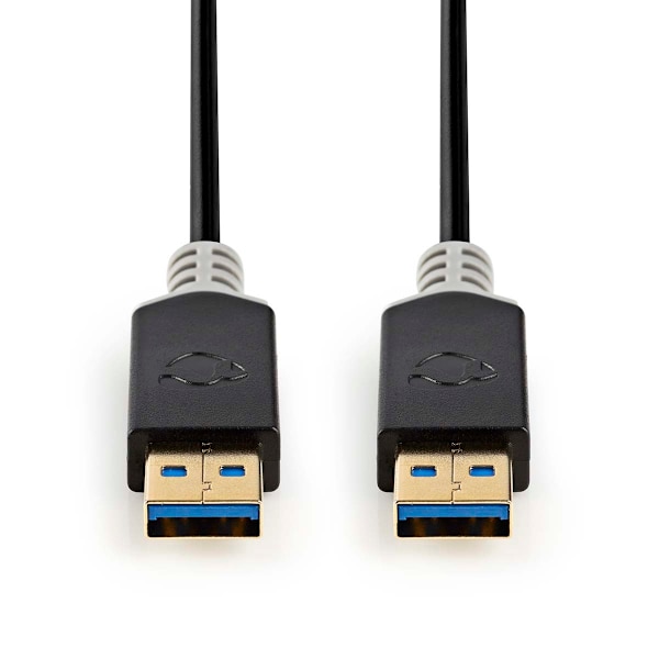 USB-kabel | USB 3.2 Gen 1 | USB-A Han | USB-A Han | 5 Gbps | Guldplateret | 2.00 m | Runde | PVC | Antracit | Box