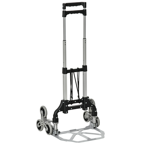 Trappeklatrer Sæk Lastbil Sammenfoldelig, 6-Rullesystem, Fast Reb, Op Til 70 Kg, Aluminium, Sølv, 70 Kg Lastkapacitet