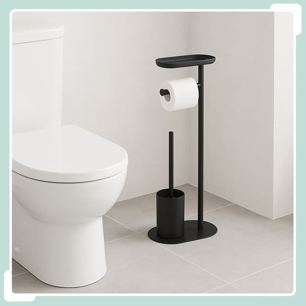 Toiletpapirholder med hylde og børste