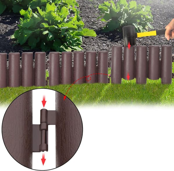 Trädgårdskant Brun 280 cm – 10 delar, UV-resistent