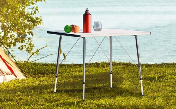 Højdejusterbart, foldbart campingbord, aluminium, 80x60 cm