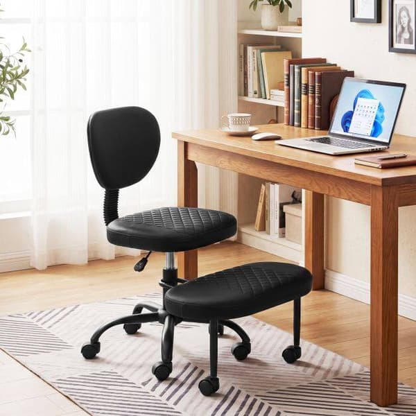 Ergonomisk kontorstol med krydsben, justerbar højde, sort