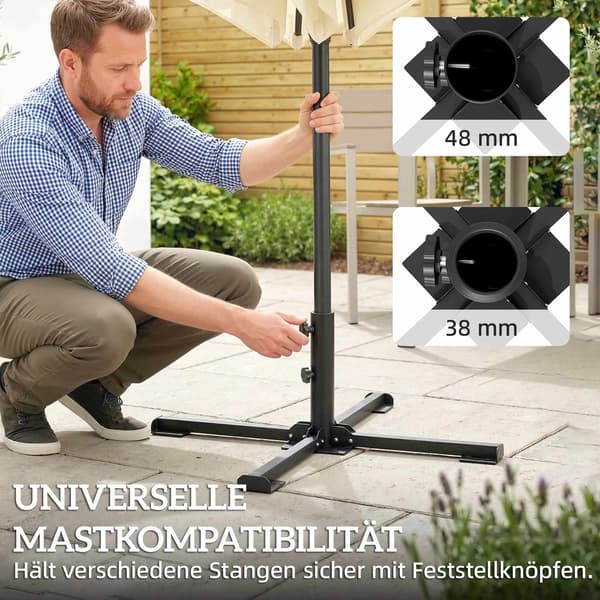 Sammenklappelig paraplystativ, passer til 38/48 mm stænger, mørkegrå