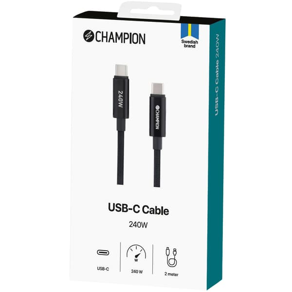 USB-C-kaapeli 240W, 2m, musta