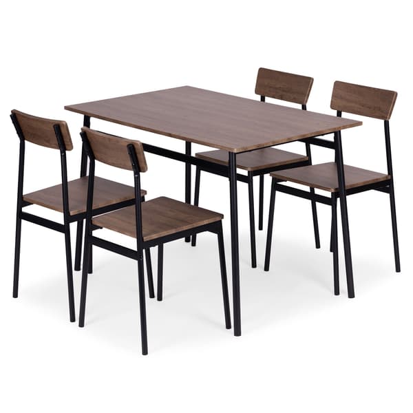 Matbordsset med 4 stolar, MDF och stål