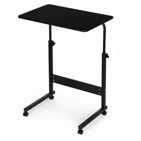 Justerbart mobilt laptopbord med hjul, MDF-plade, sort