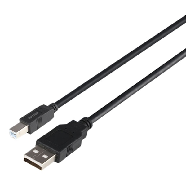 DELTACO USB 2.0-kabel USB-A hane - USB-B hane, LSZH, 1m. - Svart