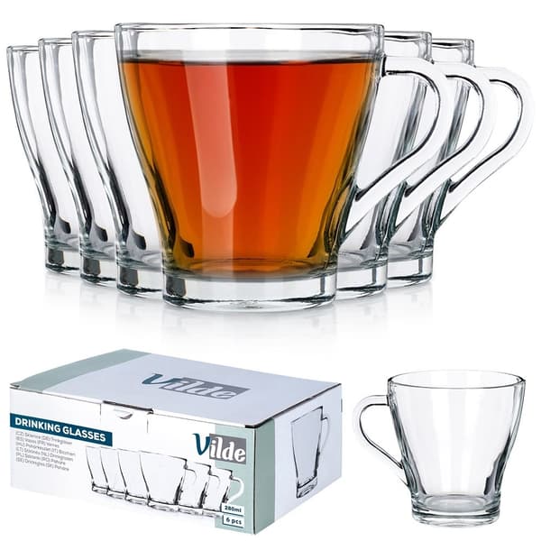 Sæt med 6 glas med hank - Perfekt til kaffe/te