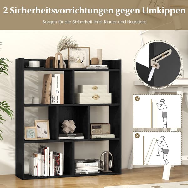 Bogreol med 7 terninger, 80x20x90 cm, Sort