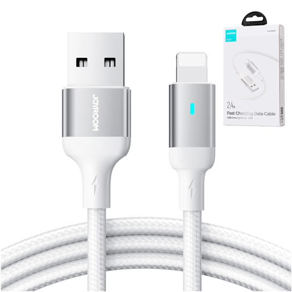 Kaapelikaapeli iPhone A10 -sarjan USB:lle - Lightning 2.4A 1.2m valkoinen