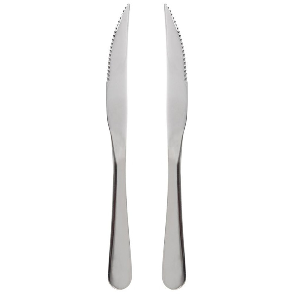 To takkede knive i rustfrit stål til pizza og bøffer