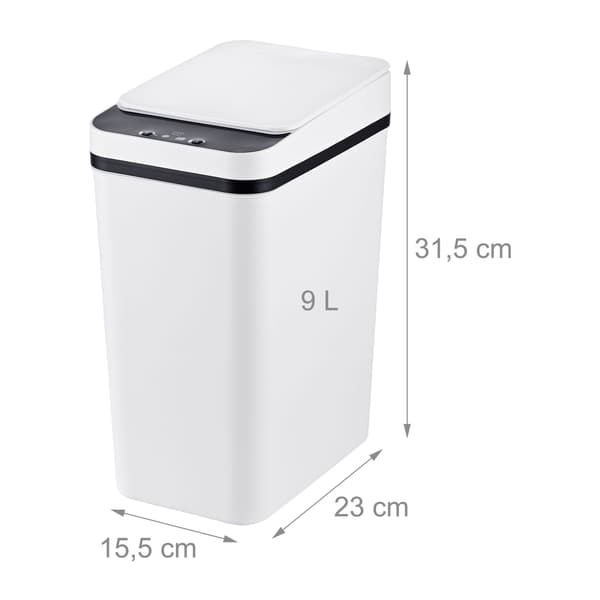 9L hvid plastik sensor køkkenspand