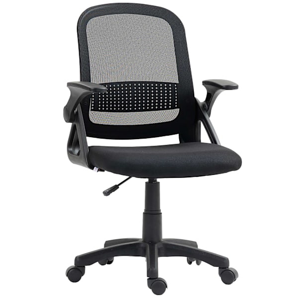 Ergonomisk kontorstol i net med foldbare armlæn, sort