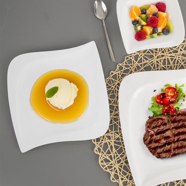 Vit Porslin Desserttallrik - Modern Design, Diskmaskinssäker