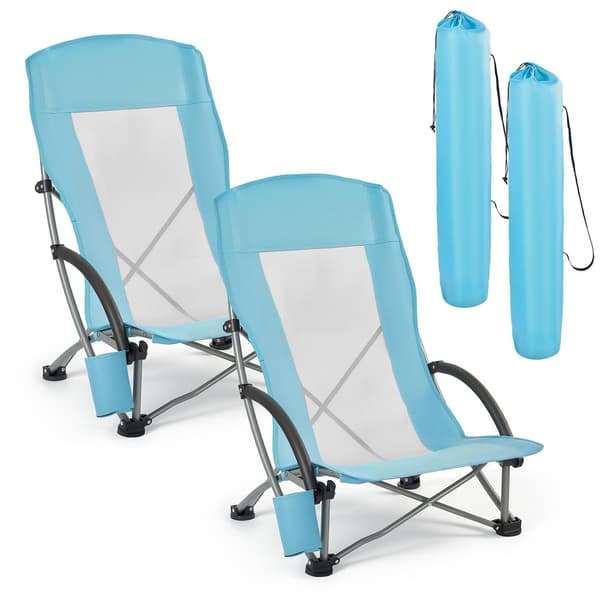 Hopfällbara strandstolar, 2-pack, hög rygg, 145 kg kapacitet