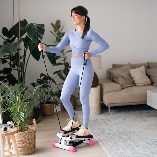 Twist Stepper med rep, Rosa – Kompakt träningsutrustning