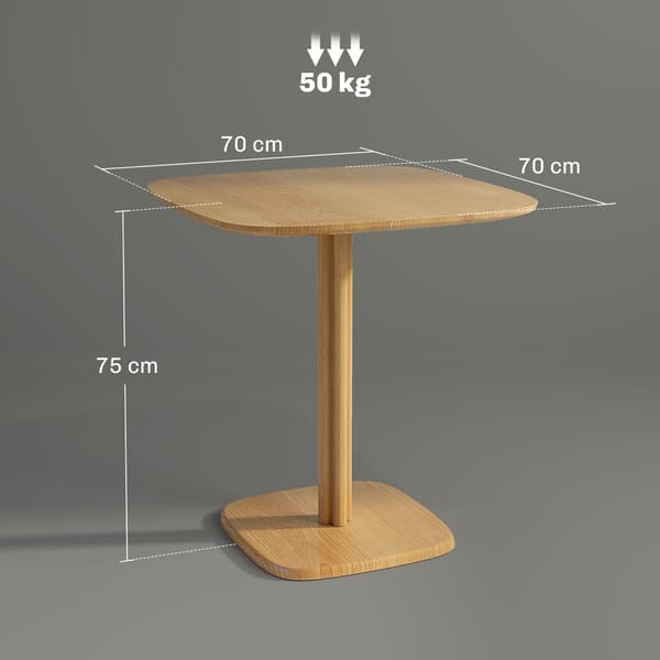 Matbord, gummiträ, 70x70 cm, rundade hörn