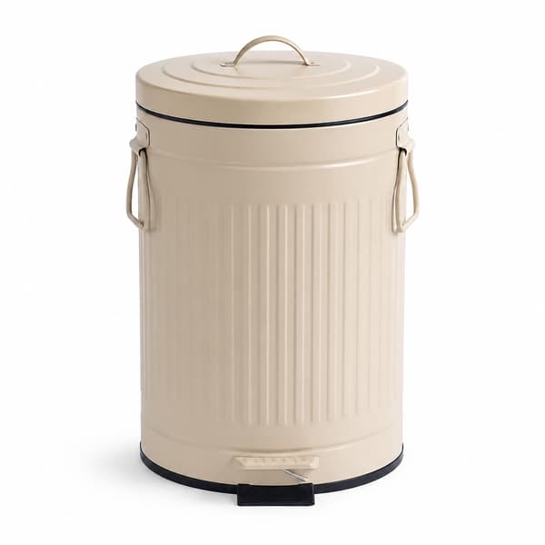 12L beige retro pedalbin med mjukstängande lock
