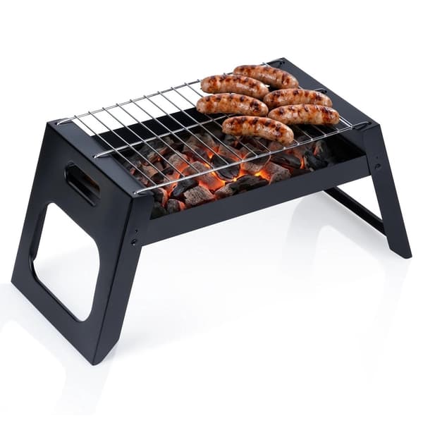 Bærbar kulgrill, foldbar stål, 46x22x22 cm