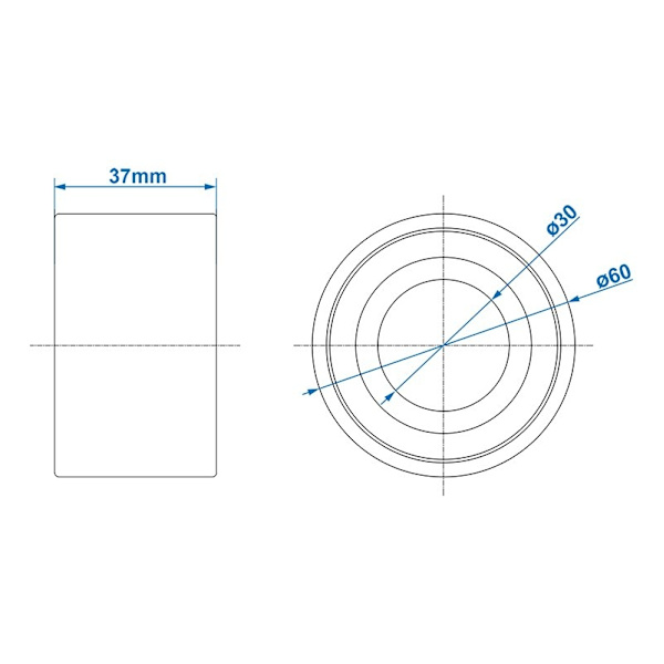 Kompakti rullalaakeri 30/60x37mm sopii AL-KO:lle
