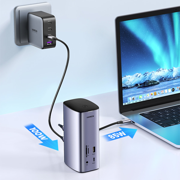 12in1 Monitoimitelakointiasema HUB-sovitin Ugreen CM555 - harmaa