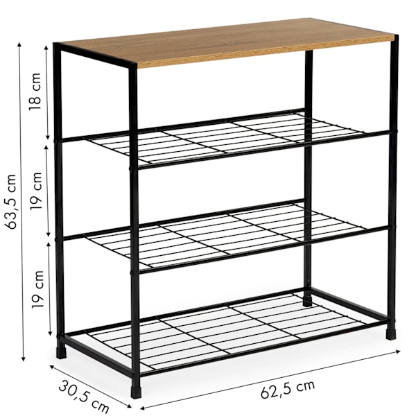 Skoskåp, stativ, hylla, loft, 3 plan