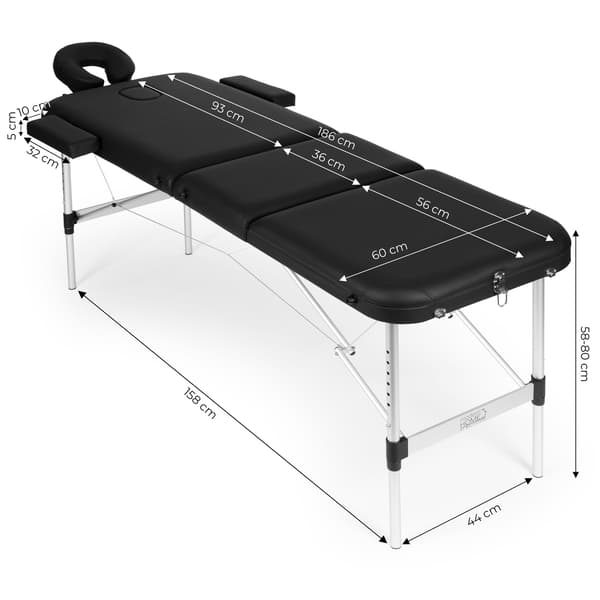 Aluminium 3-delt foldbart massagebord med taske