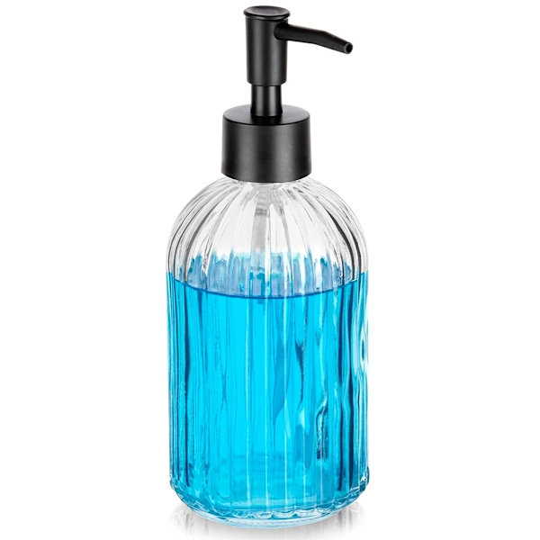 Glastvåldispenser, 400 ml – Transparent, räfflad design