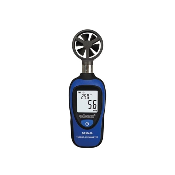 Mini Digital Termometer-Anemometer Svart, Blå