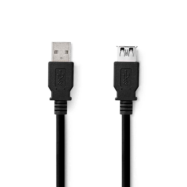 USB-kabel | USB 3.2 Gen 1 | USB-A Han | USB-A Hun | 5 Gbps | Nikkelplateret | 3.00 m | Runde | PVC | Sort | Label