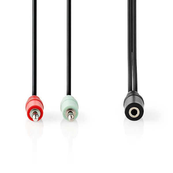 Stereoäänikaapeli | 3.5 mm naaras | 2x 3,5 mm, Uros | Kullattu | 0.12 m | Pyöreä | Laatikko