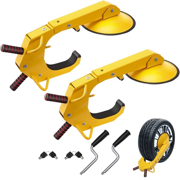Hjulklämlås 2-pack, justerbar stålmanschett, 15–38 cm