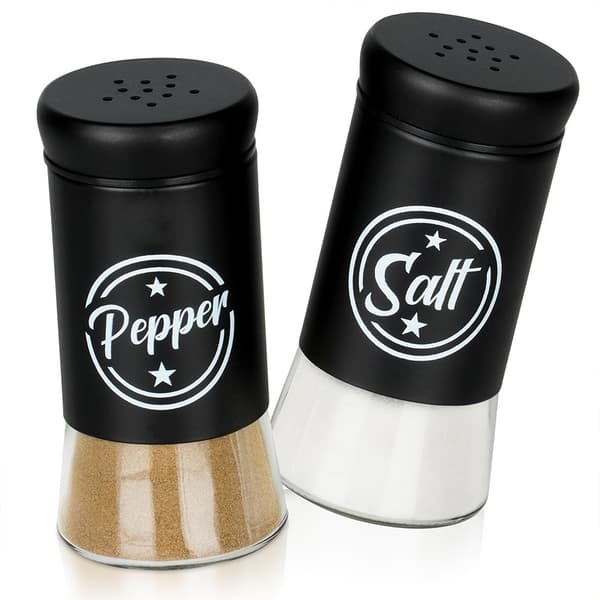 Sorte glas salt- og pebershakere, 2 stk.