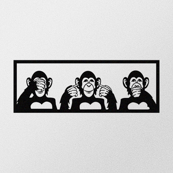 Koristeellinen metalliseinätarvikkeet Three Monkeys-L