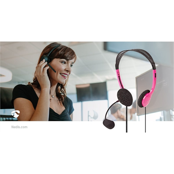 PC-headset | On-Ear | Stereo | 2x 3.5 mm | Fold-Away Mikrofon | Pink