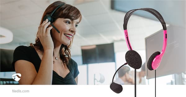 PC headset | On-Ear | Stereo | 2x 3.5 mm | Vikbara Mikrofon | Rosa