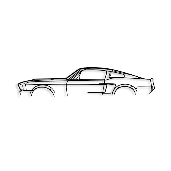 Dekorativt metalvægtilbehør 1967 Ford Mustang Shelby GT500 Silhouette