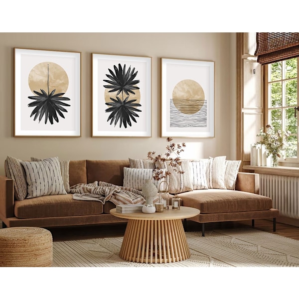Dekorativ inramad MDF-målning (3 stycken) Huhu210 - 50 x 70