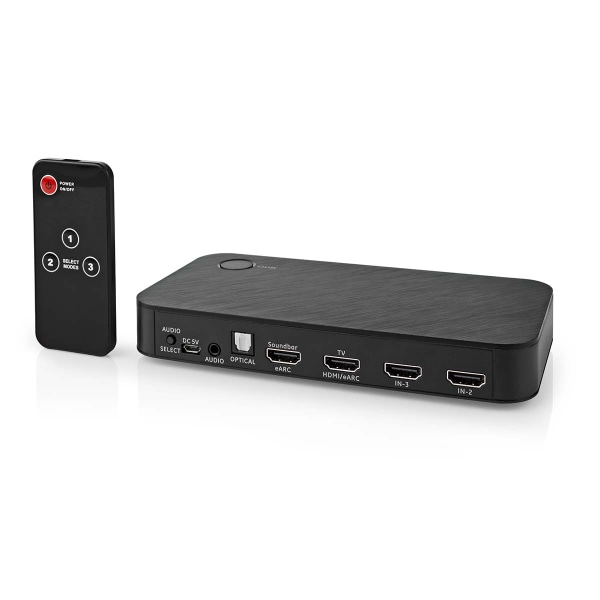 Digitaalinen Audiomuunnin | Kaksisuuntainen | Tuloliitäntä: DC Virta / 3x HDMI™ tuloliitäntä | Lähtöliitäntä: 1x 3.5 mm / 1x TosLink / 2x HDMI™ lähtö