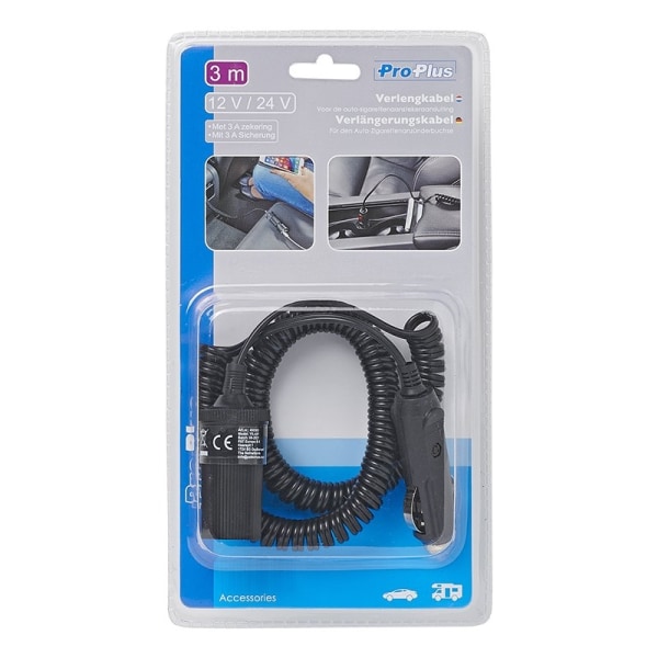 Förlängningssladd 3M 12V/24V max. 3Amp.