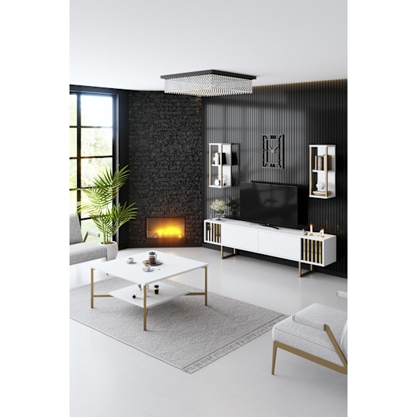 Soffbord Gold Line - Vit, Svart