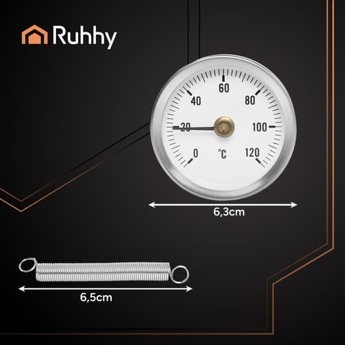 Termometer med vev för ugnar 0-120C, rörmontering