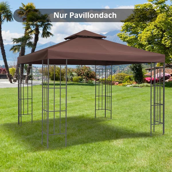 Erstatningstag 3X3M Lysthustag Til Metalpavillon, Polyester, Kaffe